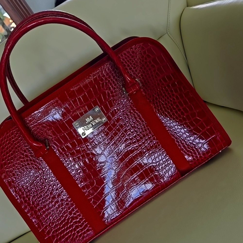 JM New York red leather bag